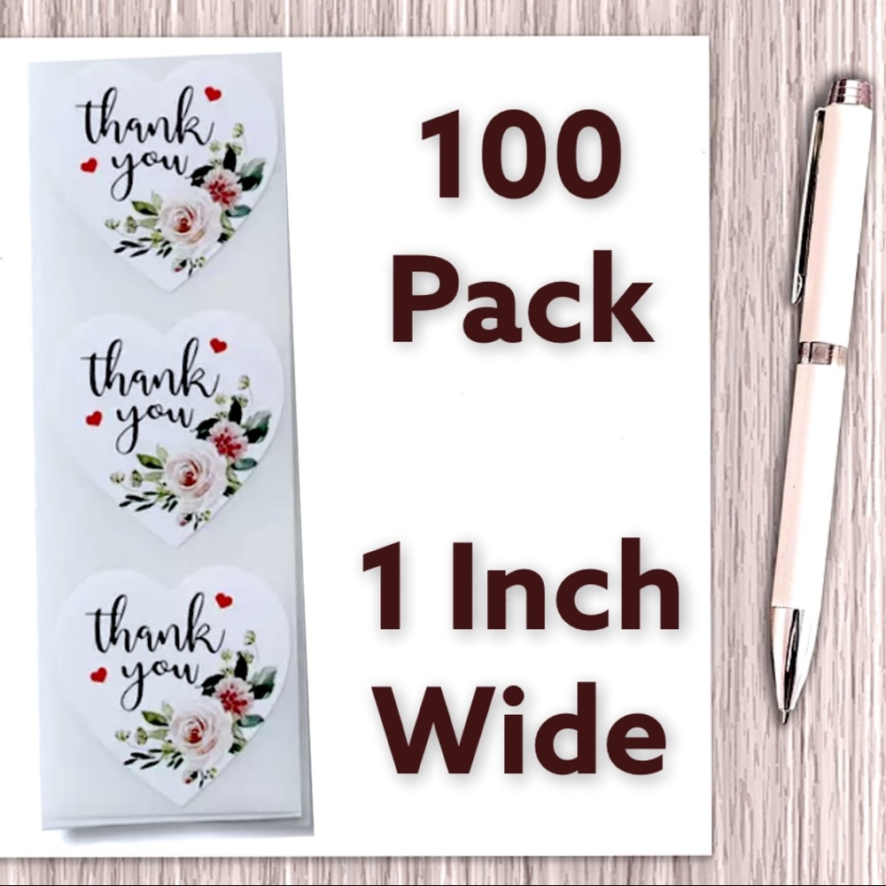 100 Heart Stickers ThanYou PRICE IS FIRM